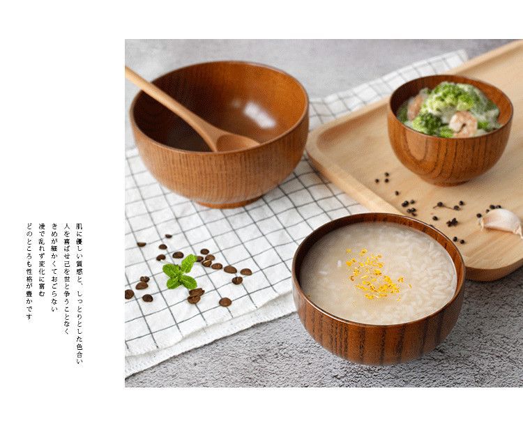 日式酸枣木碗儿童成人大号汤碗复古家用餐具套装木头饭碗详情7