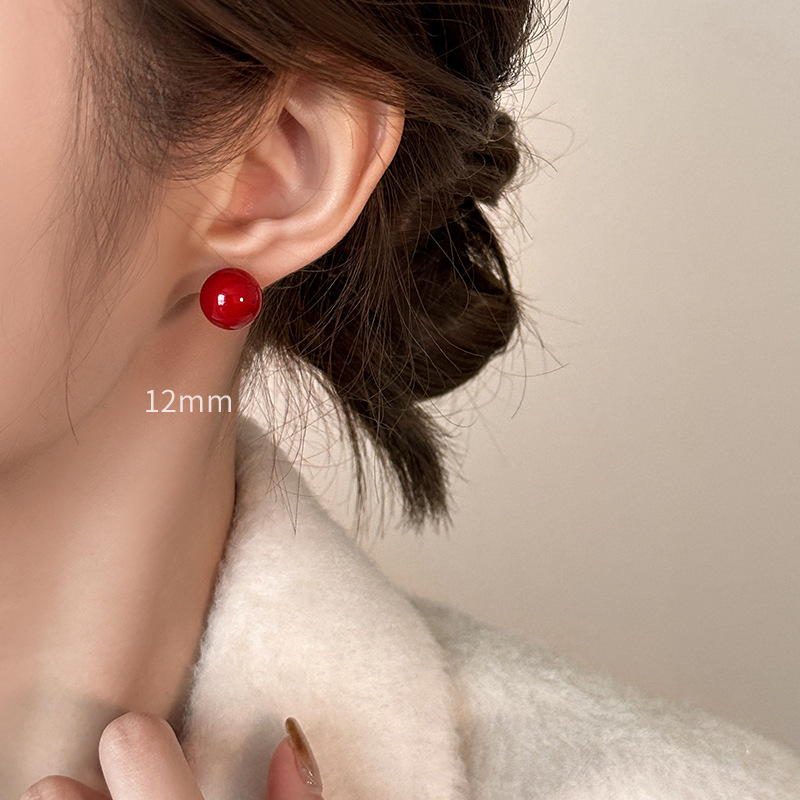 Shi Family Cherry Blossom Pink steamed bun Pearl Earrings for women, pure silver, high-end and simple earrings, mid-to-high-end wholesale accessories in Yiwu pic 18