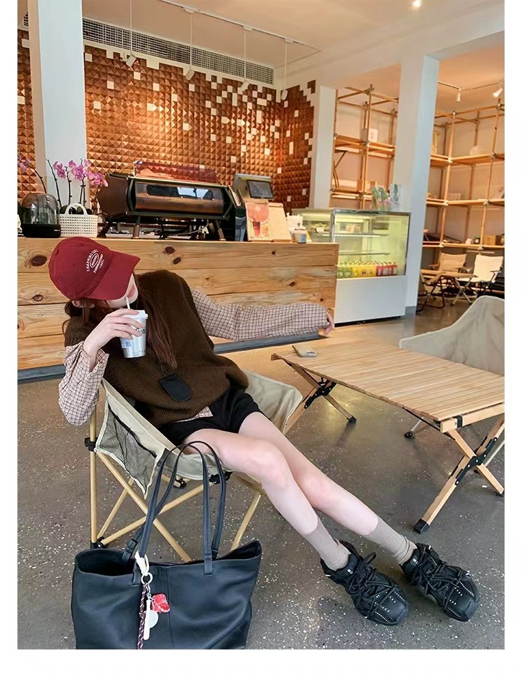 葡萄妈同款 画报女孩 时髦双鞋带网面拼接厚底增高老爹鞋女真皮详情45