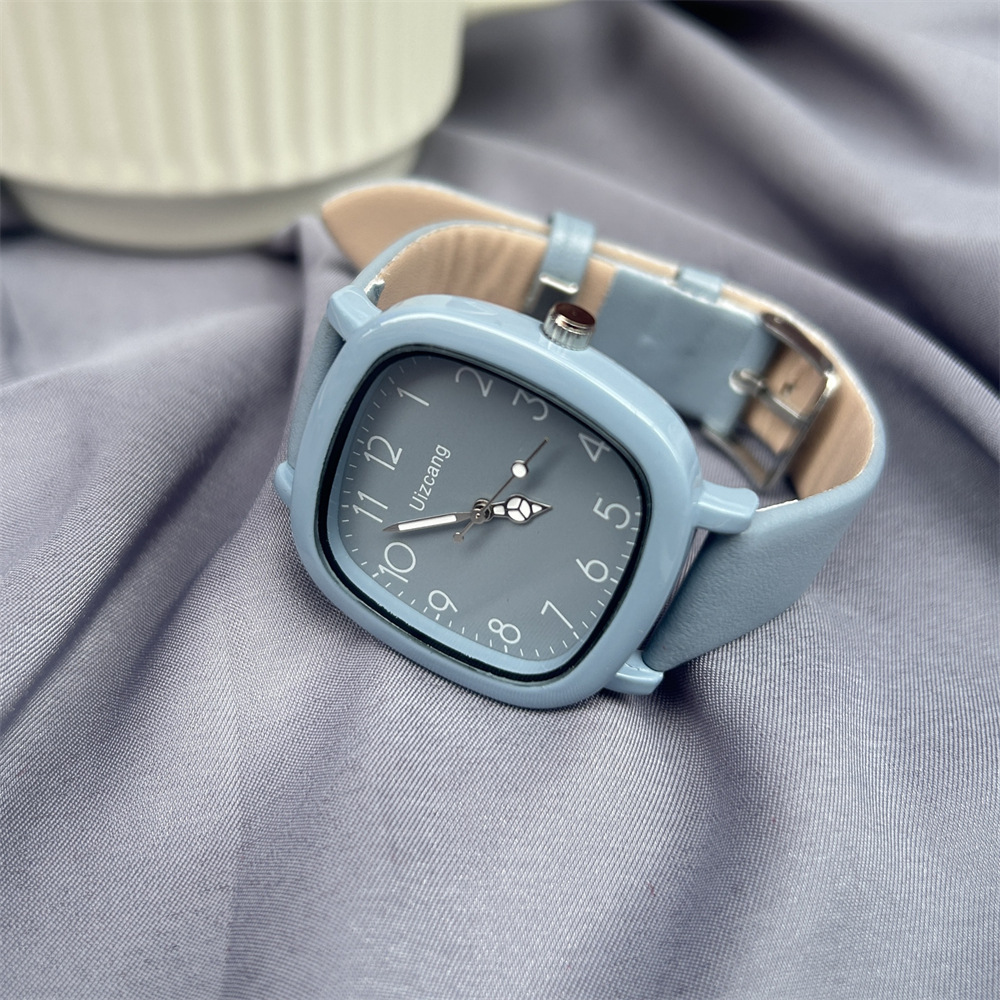 奶茶杏色方形皮带手表女学生党网红高颜值小众高级感简约广州腕表详情2