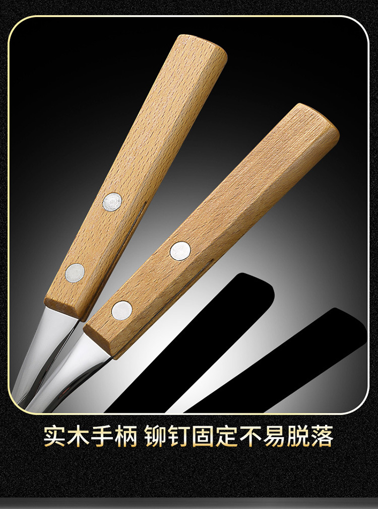 跨境榉木柄不锈钢餐具刀叉勺四件套装家用酒店西餐夹柄牛排刀叉勺详情9