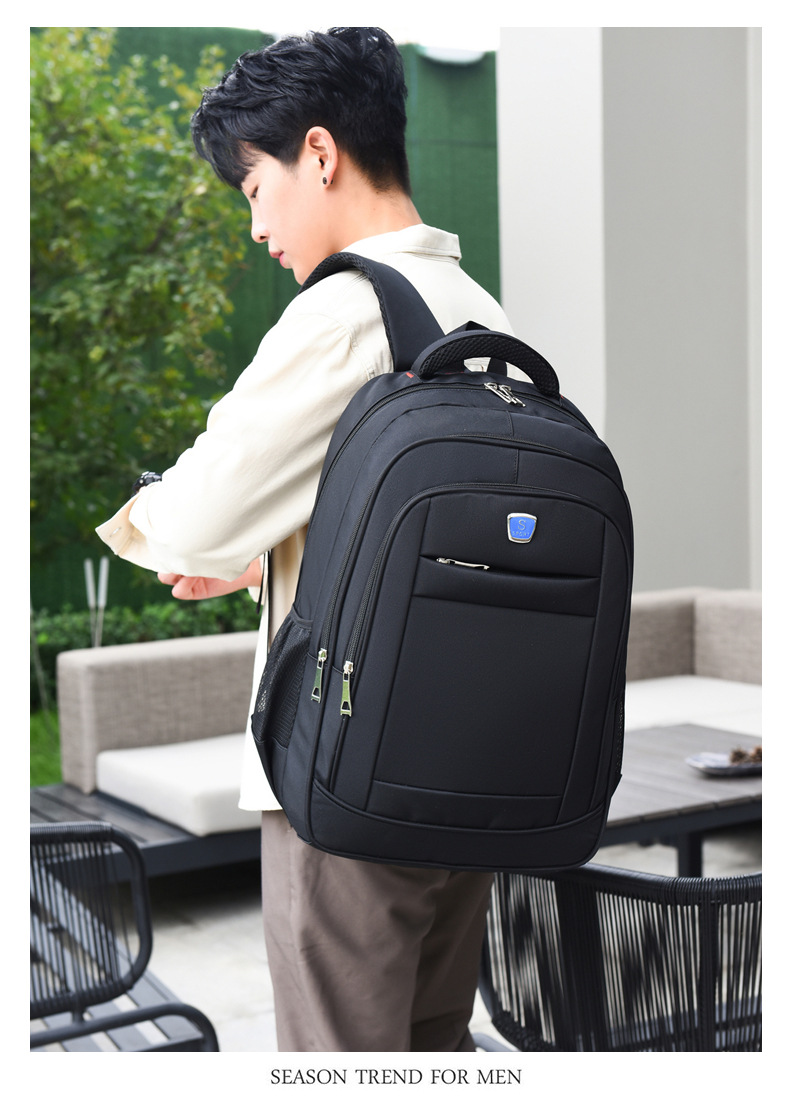 黑色双肩包户外男女通用幼儿园书包电脑背包主体18寸详情17