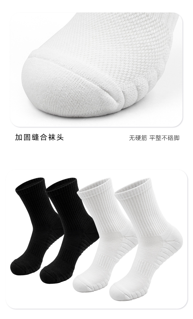 亚马逊精梳棉篮球袜长筒袜男士纯棉加厚毛巾底吸汗透气防磨擦袜子详情9