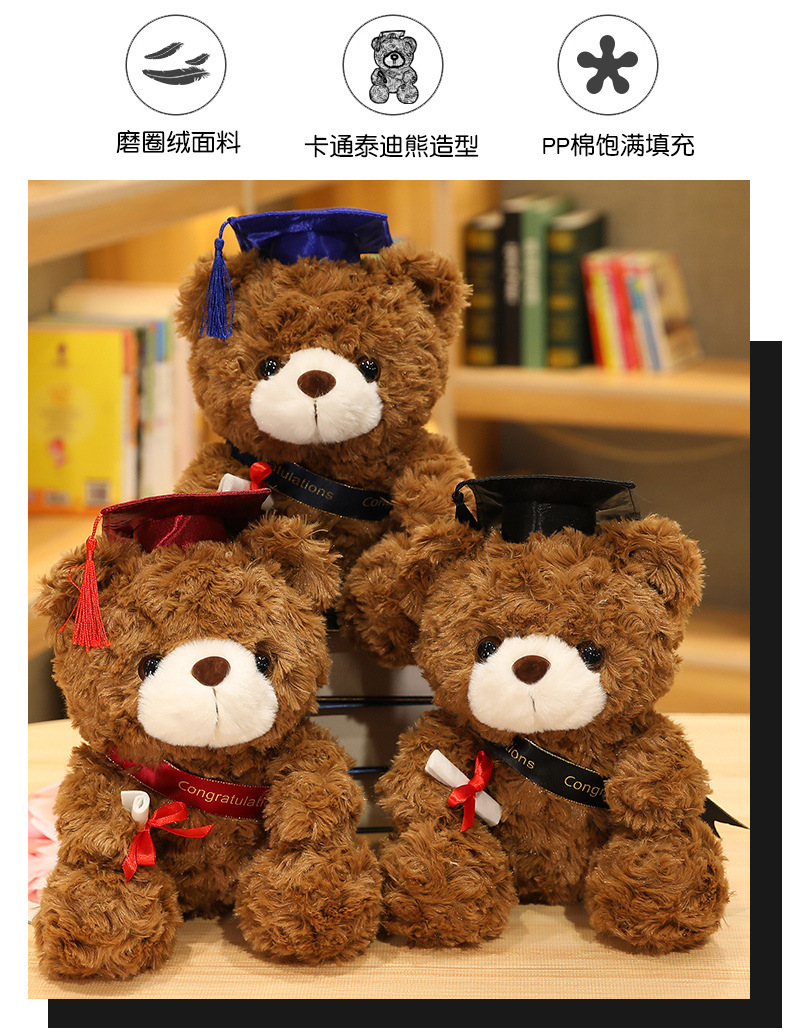Doctor cap teddy bear, Doctor bear plush toy, graduation teddy bear doll, graduation commemorative gift pic 3