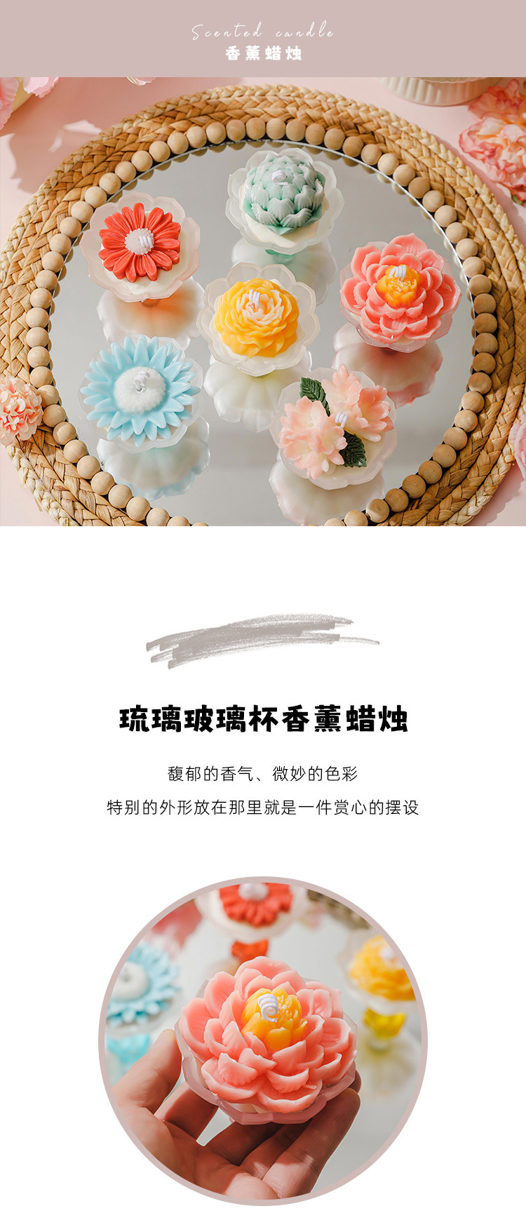 琉璃莲花盏香薰蜡烛小众高级香薰伴手礼室内香氛摆件礼物批发详情2
