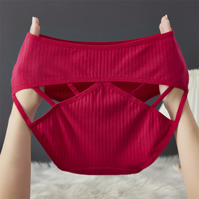 Sexy mesh underwear for women, breathable and comfortable, with fine straps, cross-cut, high-elasticity and high-waisted, large-sized Ankara red underwear for women pic 22