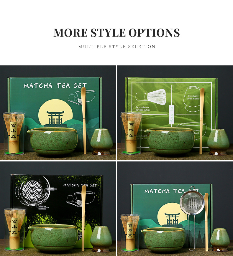 Japanese-style matcha bowl, ceramic matcha whisk set, bamboo matcha brush, Hyabonri Song Dynasty tea ceremony gift box pic 7