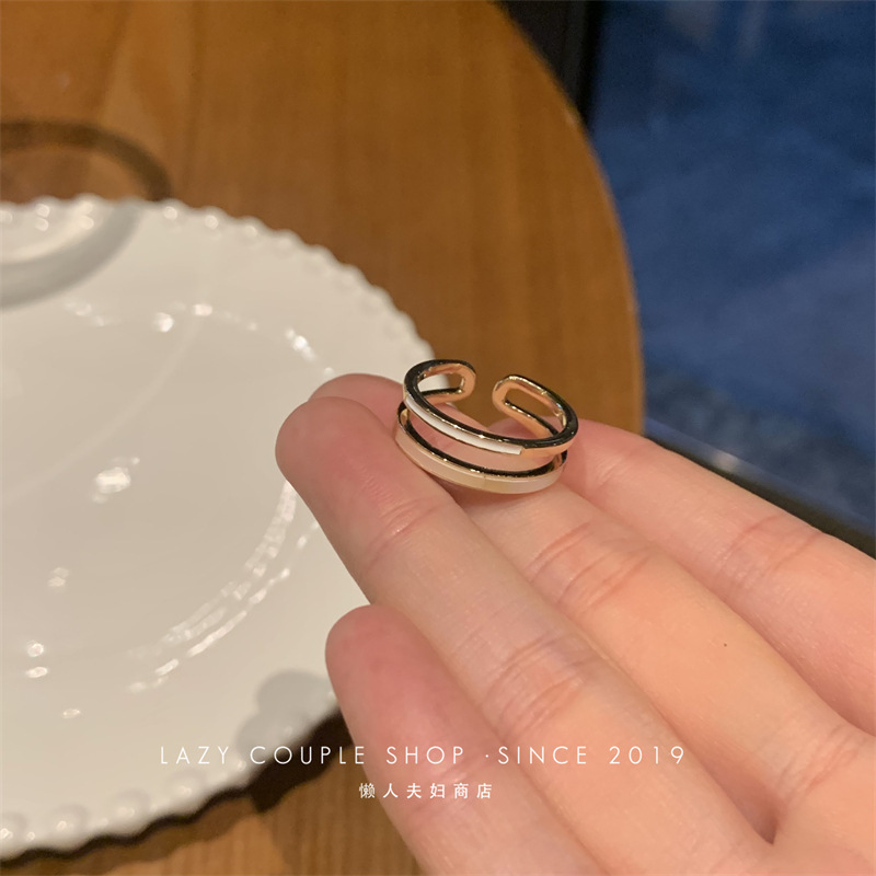 A light luxury mother-of-pearl double-layer plain ring ring that accentuates a slender hand and exudes a sense of sophistication. It features a unique and trendy open ring design on Instagram for women pic 16