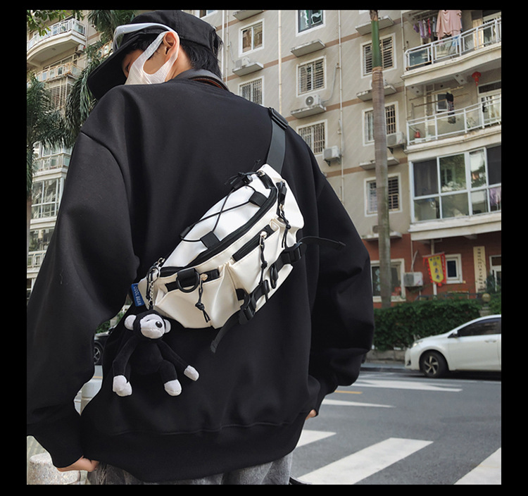 斜挎包潮牌男士百搭休闲胸包工装简约ins腰包日系情侣单肩斜挎包详情14