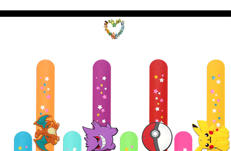 宠物小精灵宝可梦硅胶拍拍圈手腕带卡通神奇宝贝皮卡丘啪啪圈手环详情6