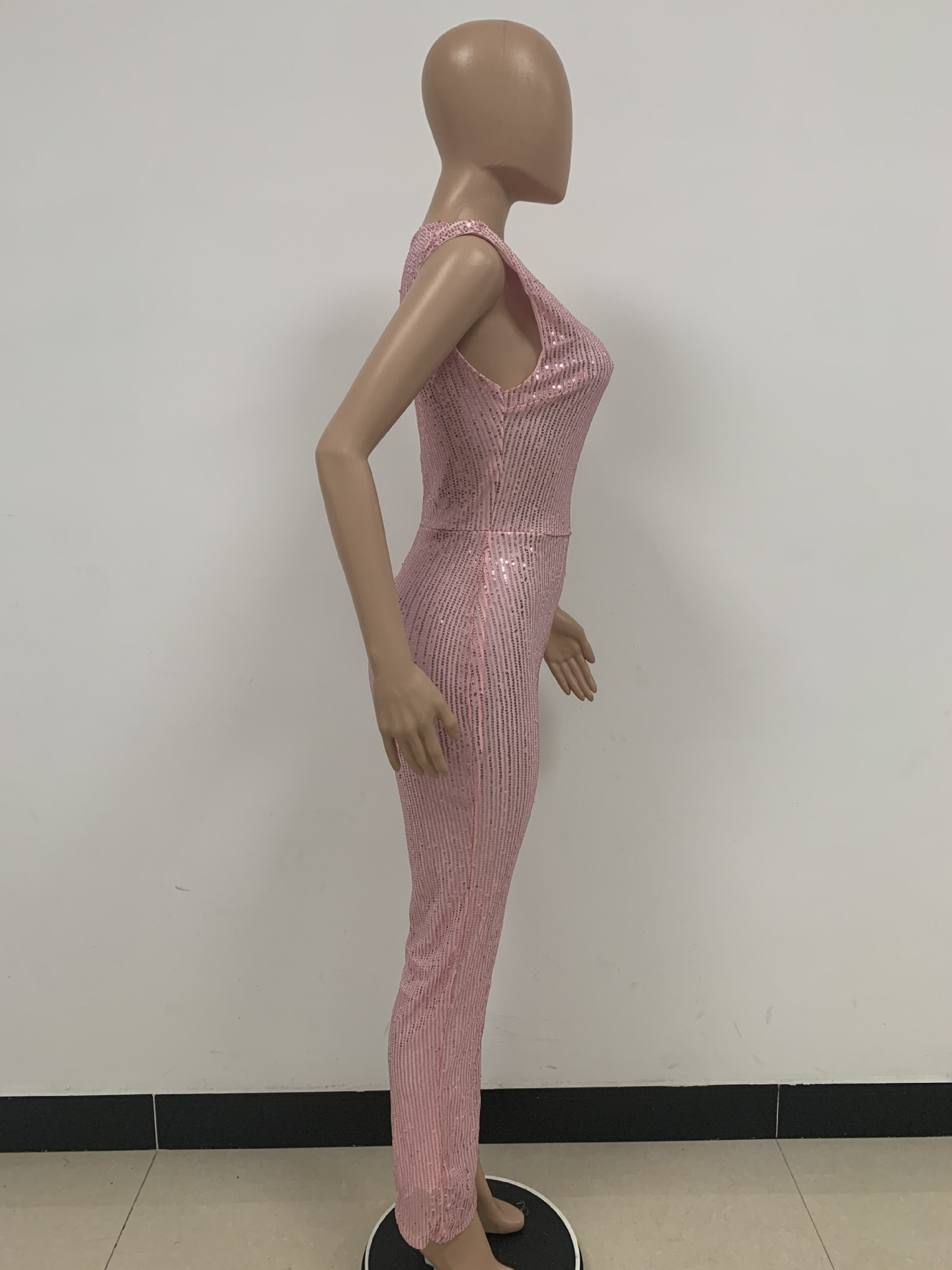 新中式无袖连体衣独立站夏季单肩亮片连体裤女批发详情111