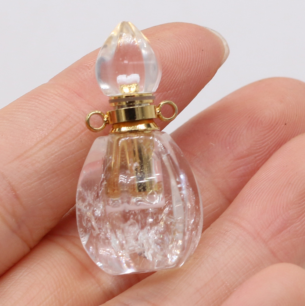 Exquisite natural semi-precious stone perfume bottles, white crystal, various shapes, DIY accessories, fashionable and exquisite wholesale production pic 27