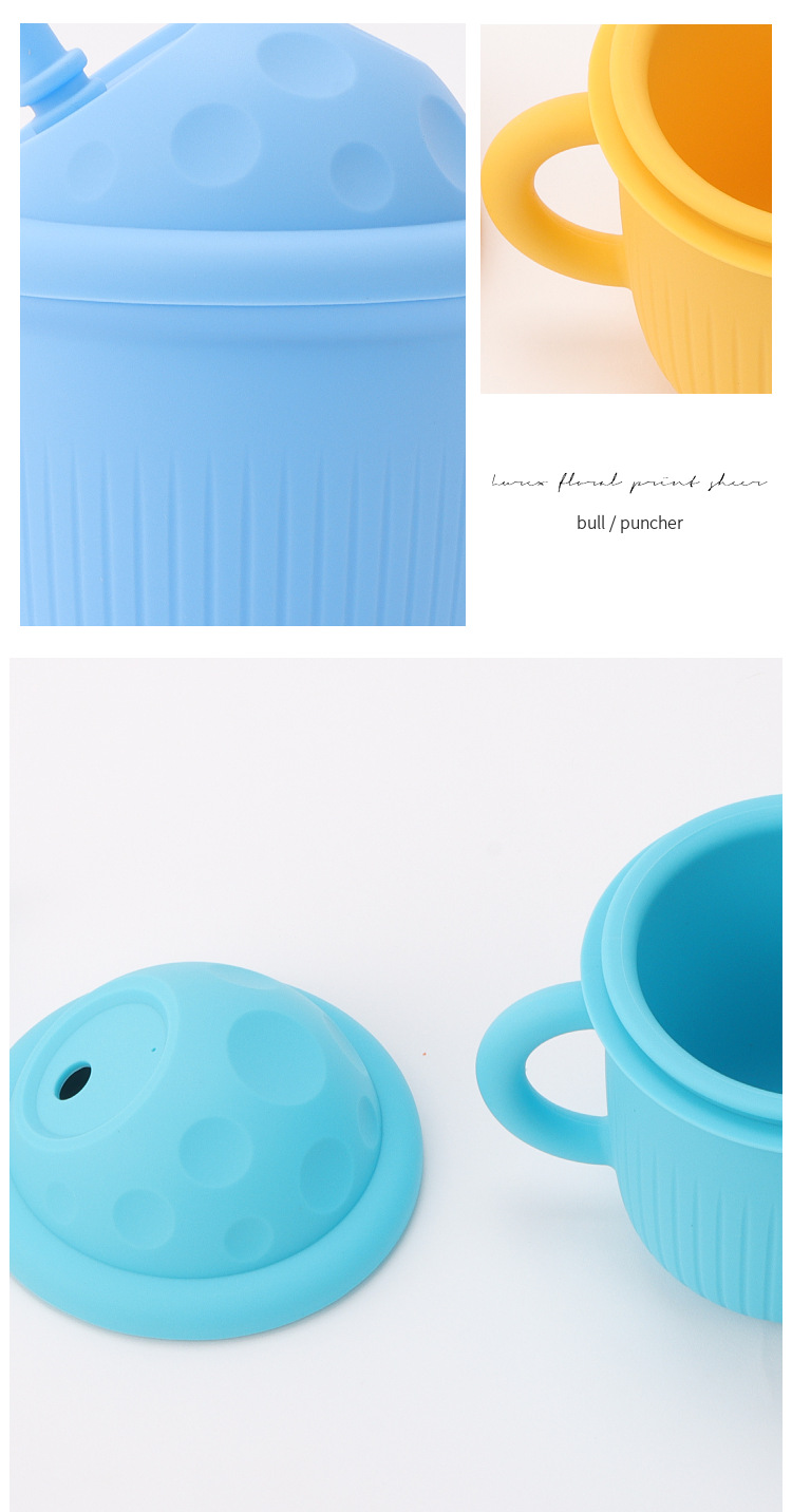 儿童牛奶杯吸管杯子婴儿水杯硅胶学饮杯食品级宝宝带盖耐高温详情4
