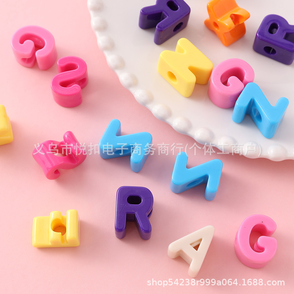 6mm acrylic English letter beads, macaron dopamine hand-strung beads, straight hole loose beads, mobile phone chain beads pic 6
