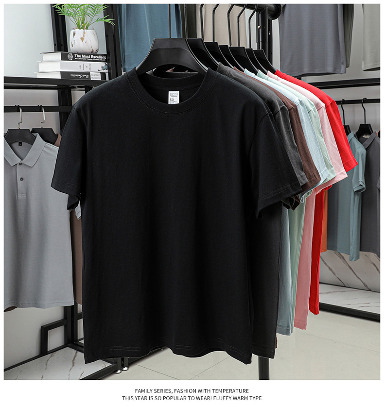 2025夏季新款7A抗菌透气男士短袖t恤14色230克纯棉圆领休闲T恤男详情34