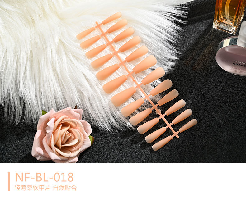 European and American mid-length solid color matte extra-long ballet nail trapezoidal matte wearable nail sheet false nails pic 18