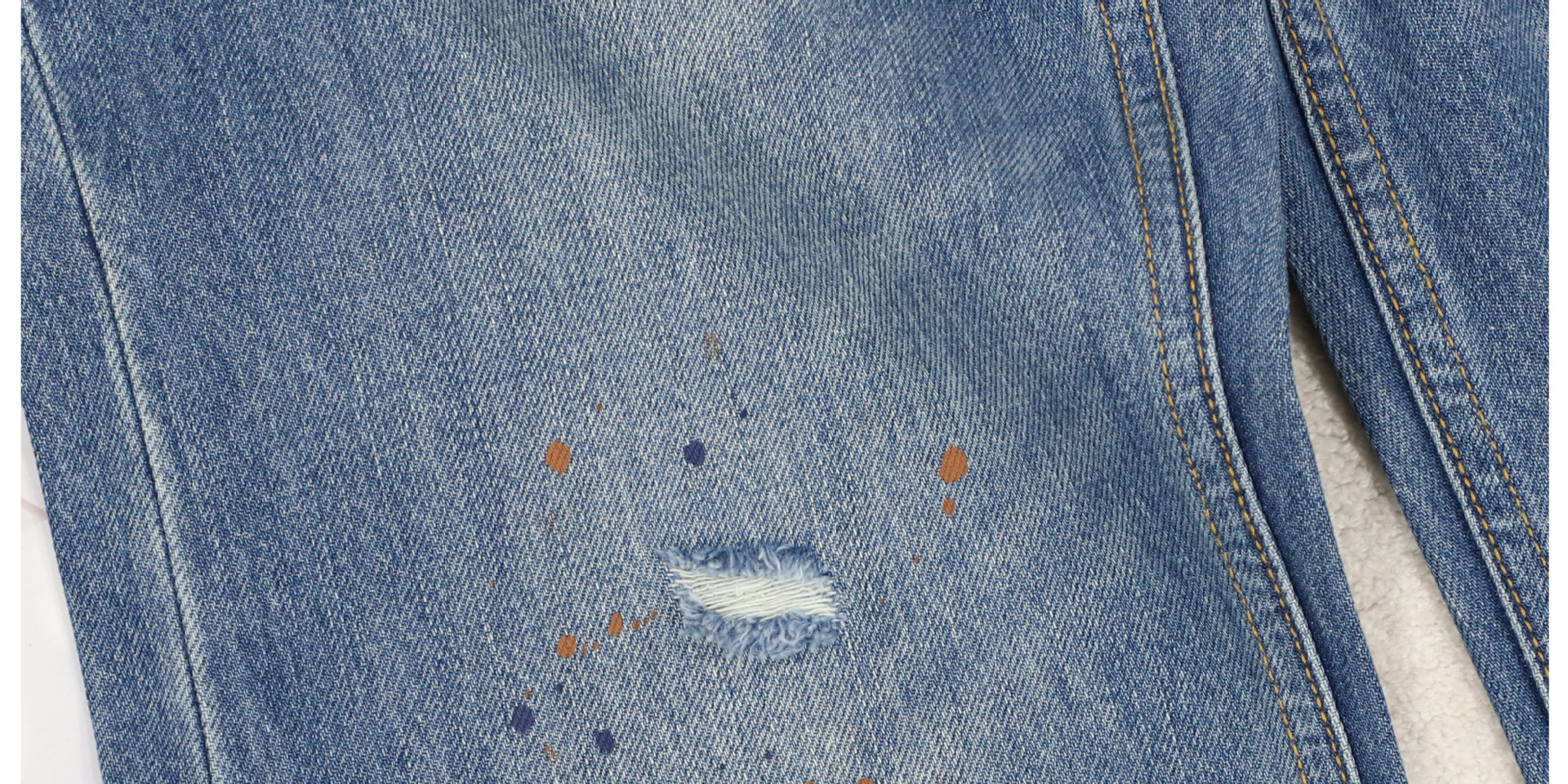 AC blue straight-leg jeans for women, high-waisted wide-leg, ink-wash distressed printed flared pants, dirty pants, Spring 2026 new style pic 15