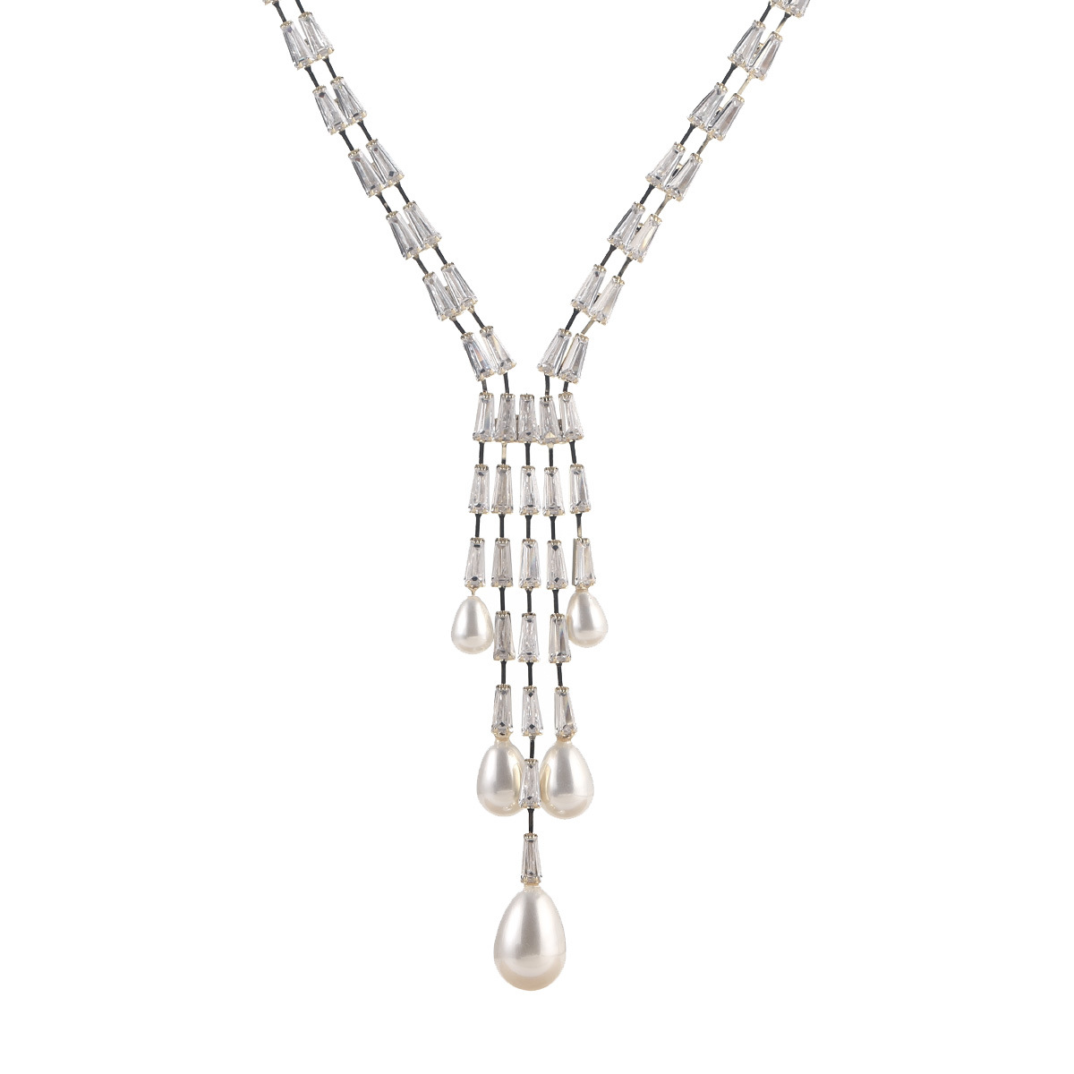 New pearl quality thick chain irregular texture tassel long bone chain necklace, high-end fashion clothing and accessories manufacturer wholesale pic 18