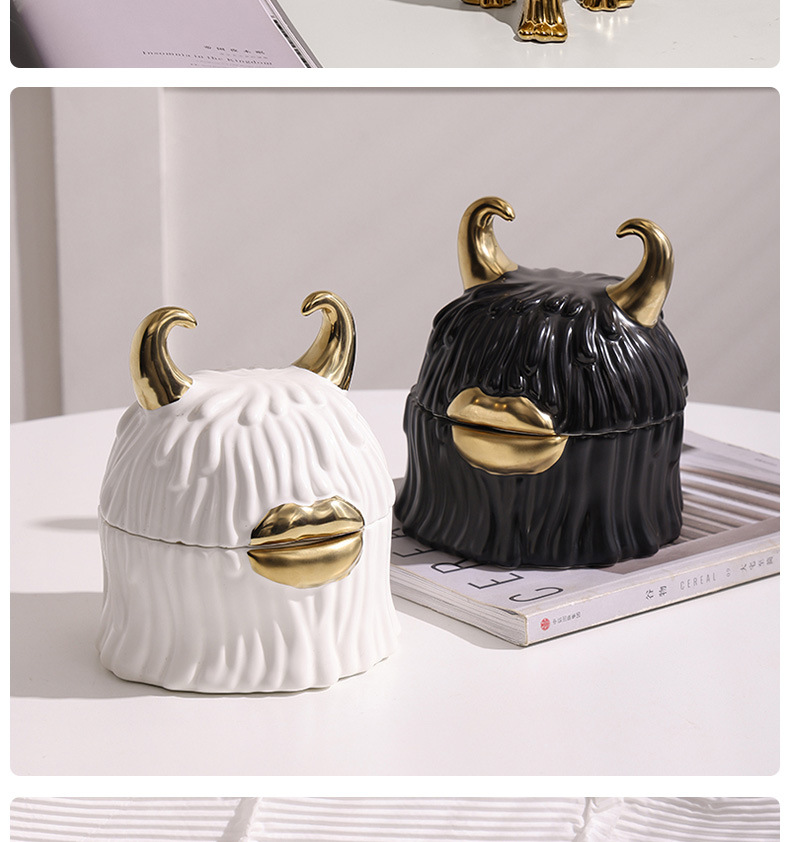 Nordic black and gold fun monster storage cans, creative decoration rooms, homestays, TV cabinets, soft furnishings, daily necessities, dust-proof glass sealed cans pic 18