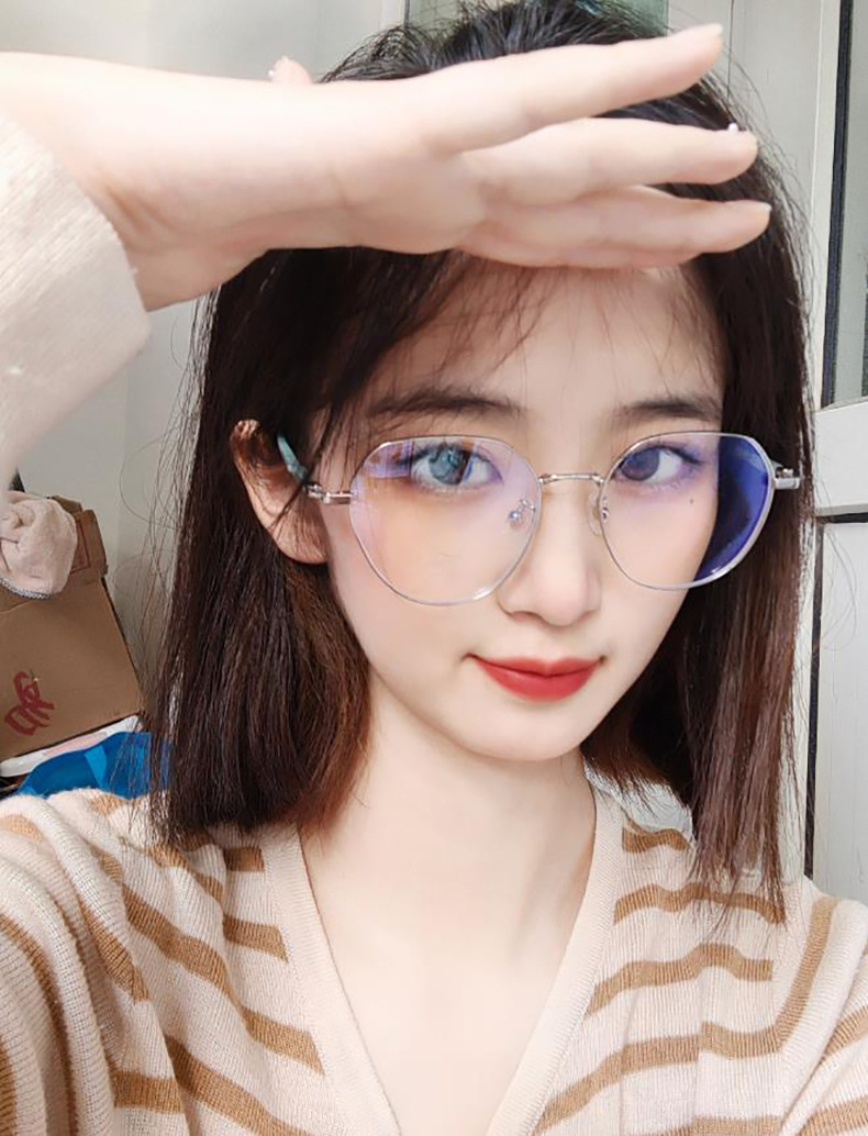 新款金属防蓝光近视眼镜时尚复古圆形眼镜框女ins简约轻盈平光镜详情1