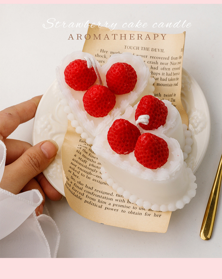 《恰好心动》少女礼物卧室裱花奶油草莓蛋糕香薰蜡烛韩国ins女生详情4
