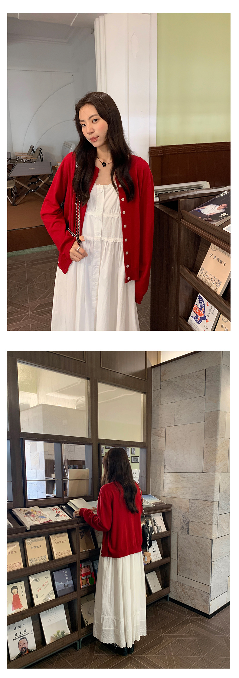 黄峥法式高腰花边吊带连衣裙女2024早秋宽松显瘦无袖长裙143LH576详情23