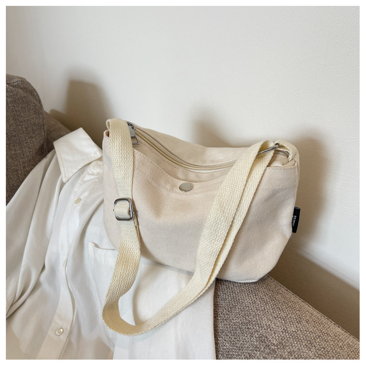 跨境日系帆布小挎包手机包2024新款简约纯色休闲单肩斜挎包小布包详情26