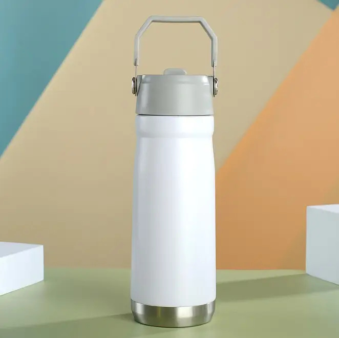 新款不锈钢双层真空保温杯太空壶带提手吸管户外便携大容量保温杯详情3