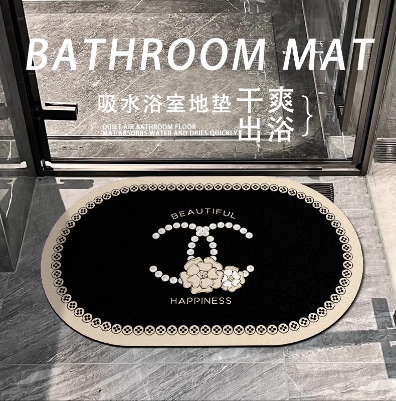 小香风硅藻泥浴室吸水地垫家用卫生间进门高级感防滑速干耐磨地毯跨境出口圣诞地垫 防滑吸水除尘可定制 圣诞用品节日用品圈绒印详情6
