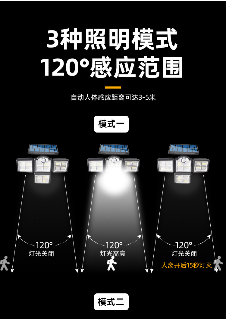 定制太阳能璧灯太阳能路灯旋转分体防水路灯人体感应道路照明庭院详情15