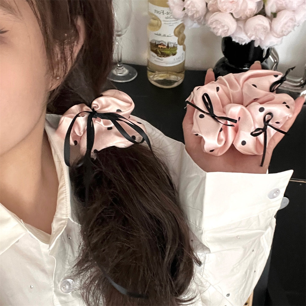 Summer refreshing bow, lace, large intestine hair tie, girlish country style, high-end look, large bun hair tie pic 24