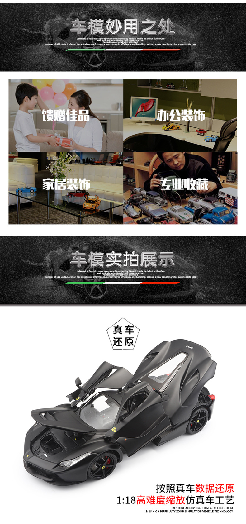 Bburago Ferrari 1:18 scale alloy car model for collection, gift and decoration, suitable for batch pic 3