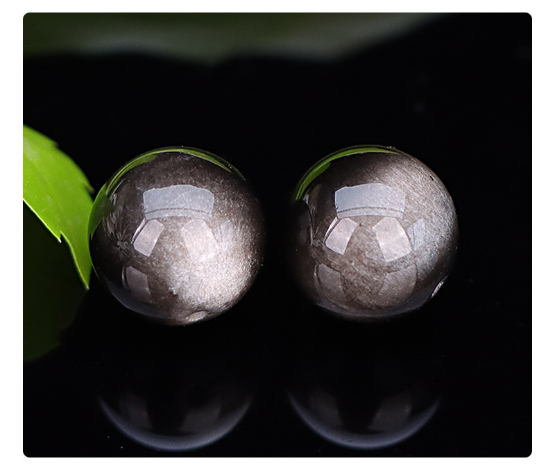 Natural silver obsidian, gold obsidian, loose beads, single Buddhist prayer beads bracelet, multi-treasure bracelet, handcrafted beads, DIY materials pic 6