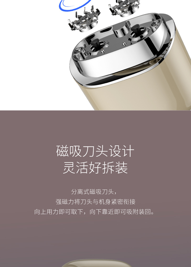 感应式mini电动剃须刀磁吸浮动双刀头车载迷你刮胡须刀全身水洗详情7