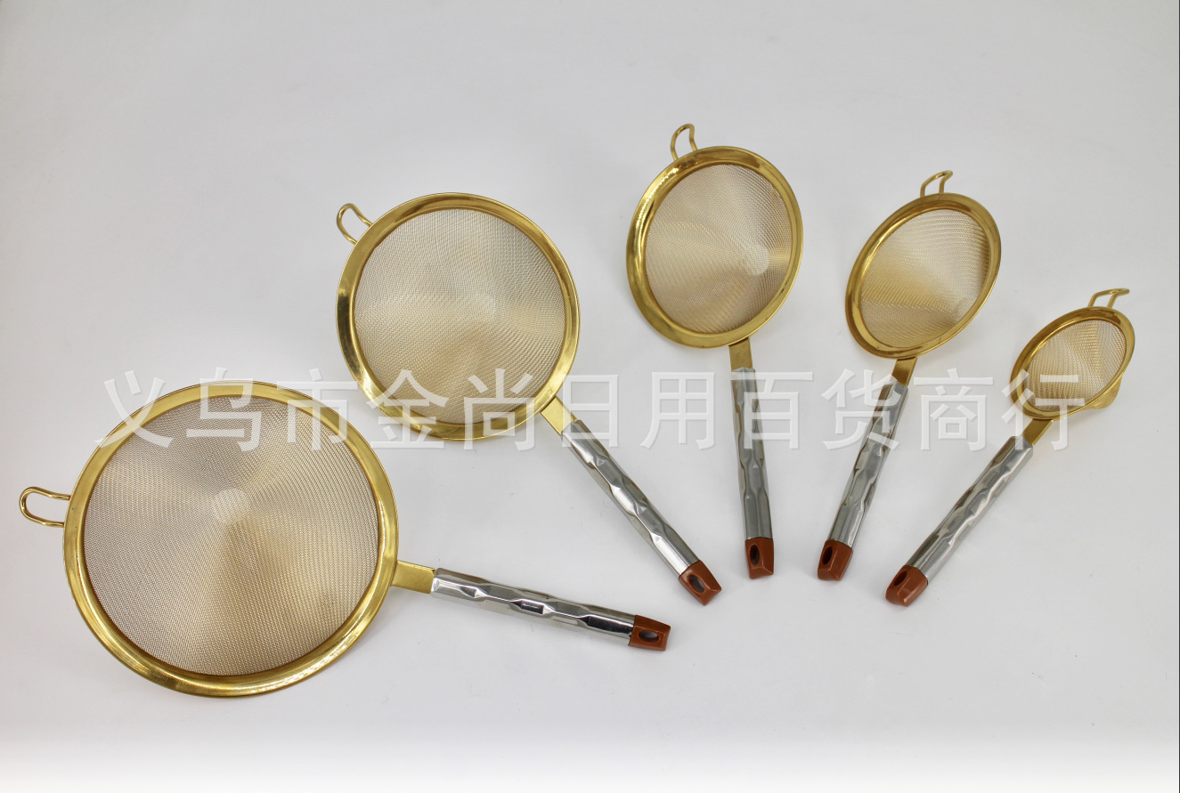 Household water cube steel handle conical deep mesh drain 304 stainless steel oil grid plate, fried chicken and French fries oil filter pic 5