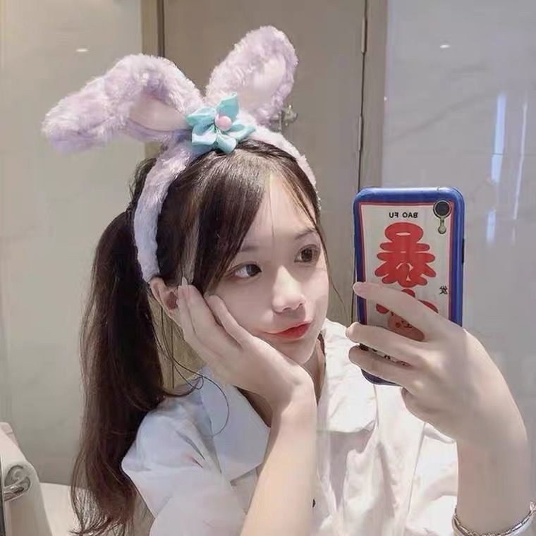 Glowing star Delu rabbit hairband, cute and sweet girl, plush face wash hairpin, headwear, street stall, night market toy batch pic 1