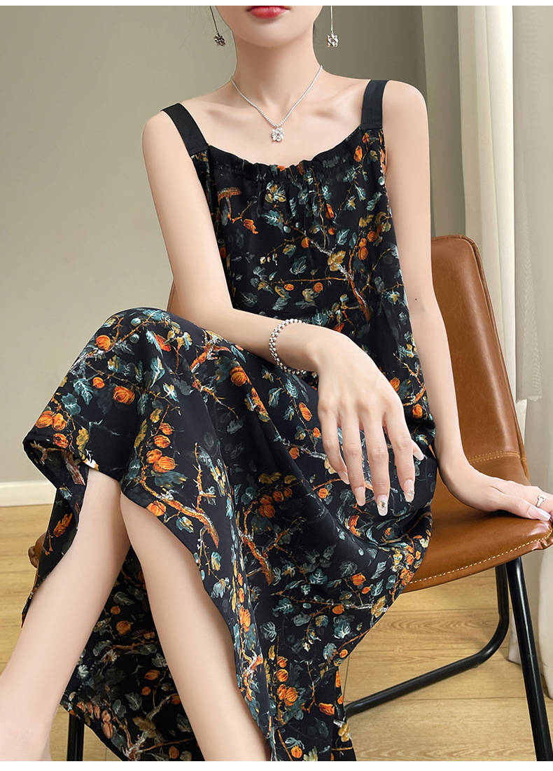 2025夏季新款一字领吊带连衣裙女法式大码遮肉长裙气质女装夏裙子详情24