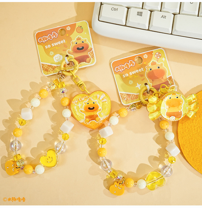 百茂正版水豚噜噜亚克力糖果爱心串珠DIY挂件可爱闺蜜情侣包挂饰详情14