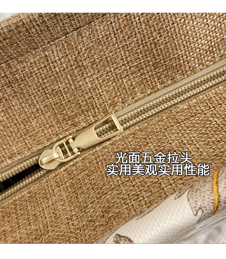 韩版文艺女包新款潮高颜值大容量棉麻时尚上班通勤手提袋便当包包详情6