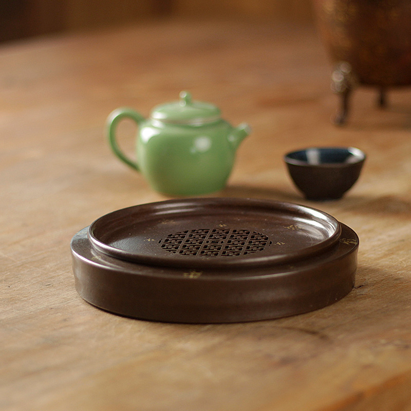 厂家批发紫铜建水纯手工壶承干泡台功夫茶具高端泡茶茶具办公家用详情5