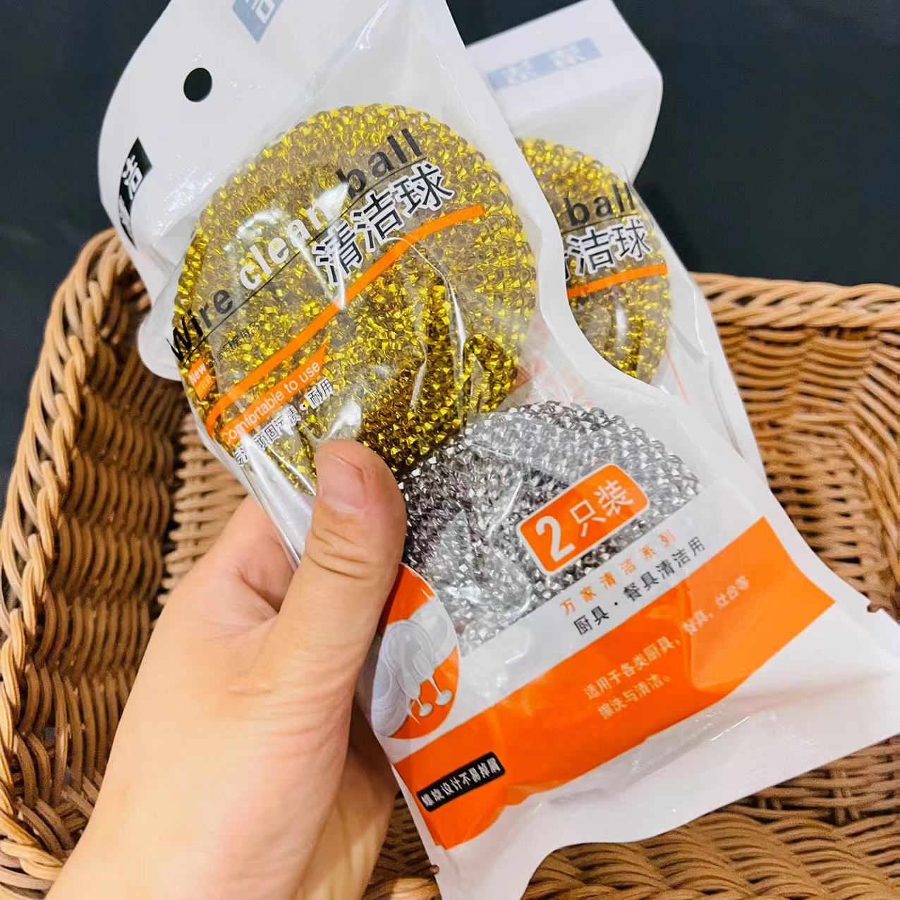 【 Zone 2-6 】 Gold and silver pair balls 400 yuan per box, non-crumbling steel wool balls, gold and silver pairs, cleaning balls wholesale, dishwashing balls, kitchen pot scrubbers, durable, 1 yuan supply pic 5