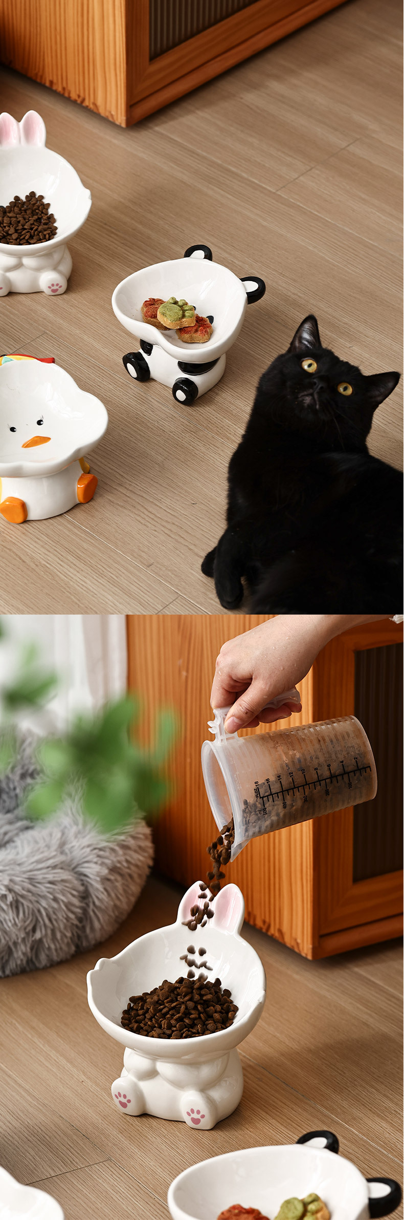 Cat bowl, ceramic protective cervical vertebrae drinking bowl, pet supplies, cute slanted mouth to prevent knocking, dog bowl, cat food bowl pic 11