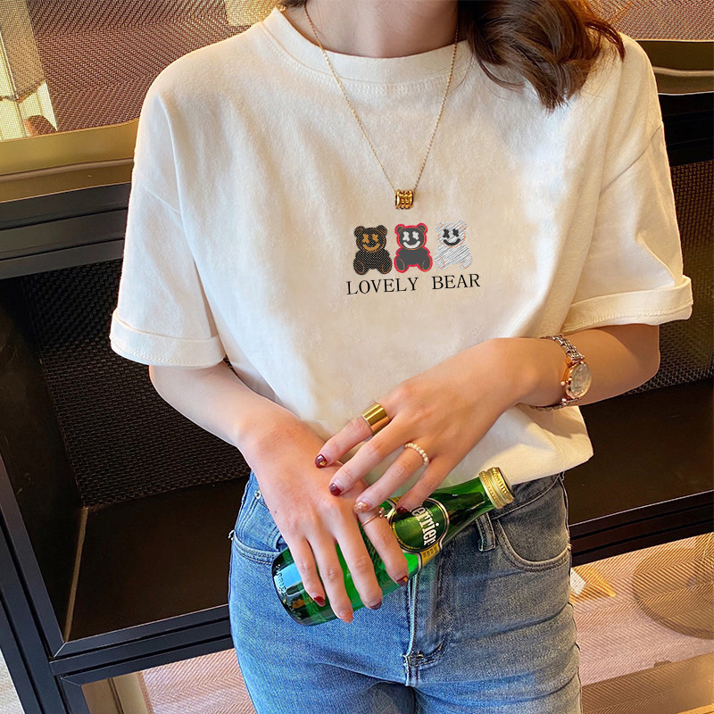 【热销代发】2024纯棉爆款短袖T恤女装ins夏复古潮流印花时尚百搭详情31