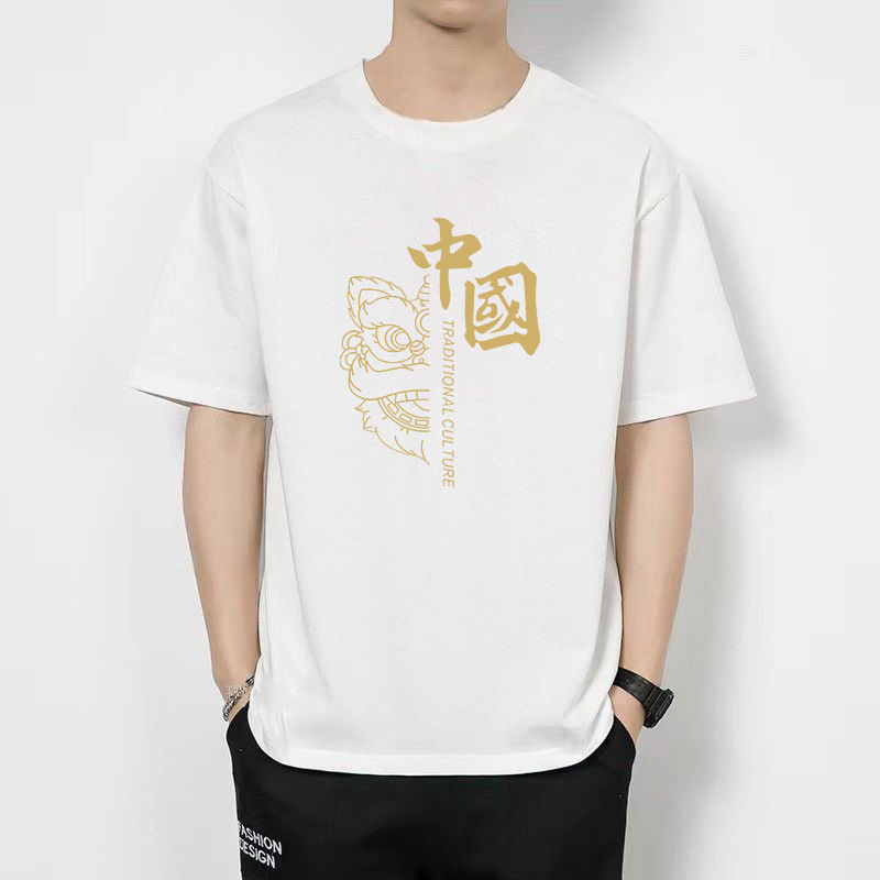 国潮薄款字母圆领短袖T恤男体恤衫时尚短款潮流百搭休闲上衣服男t详情10