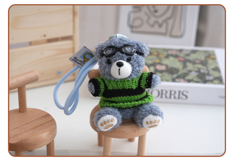 Cute internet-famous dress-up sweater, swimming goggles, exquisite cartoon dress-up bear, plush toy, bear bag and pendant pic 8