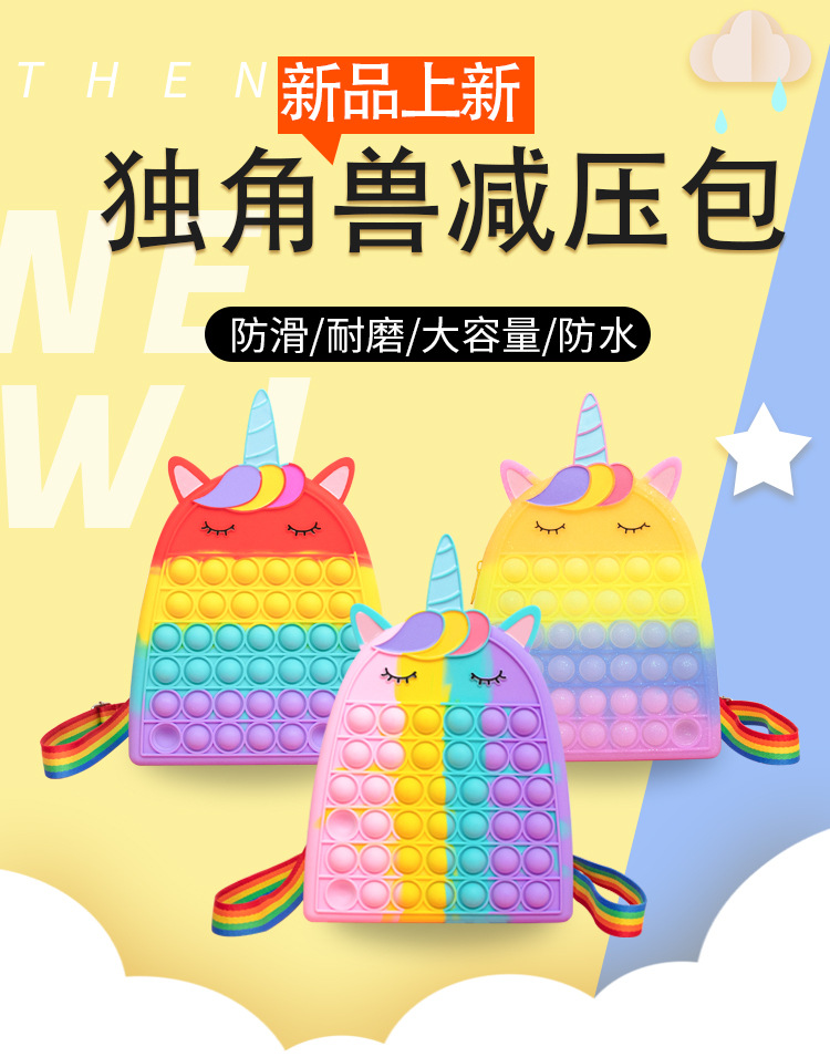 灭鼠先锋多功能独角兽双肩背包硅胶书包减压泡泡收纳按按乐科教玩具详情3