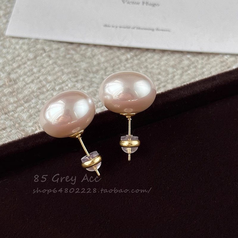 925 Silver Needle Steamed Bun Pearl ear studs for ear piercing, high-end light luxury style earrings, niche and versatile ear clips and earrings pic 13