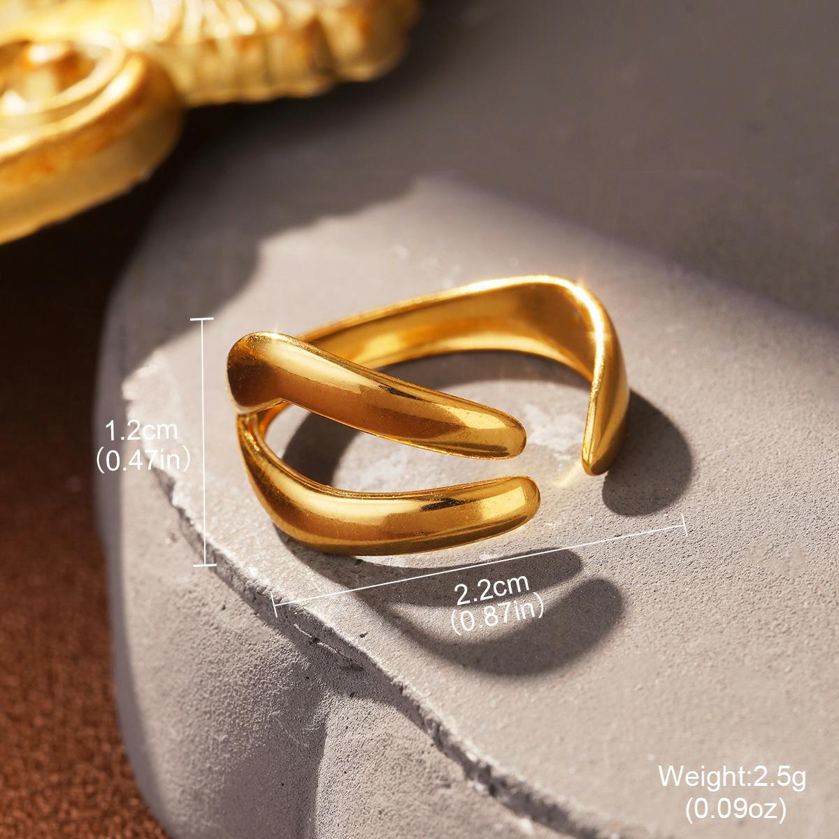 Wholesale of fashionable and versatile titanium steel, stainless steel leaf oval lines, niche and light luxury, adjustable opening rings pic 46