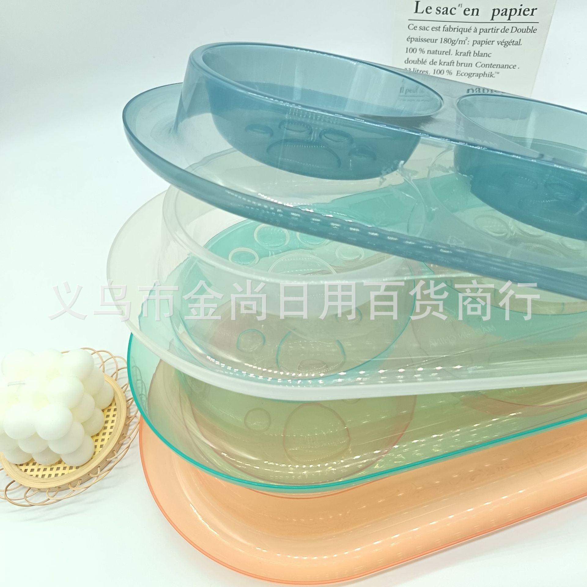 亚马逊冰透马克龙猫猫狗狗碗食盆塑料新品猫爪宠物双碗喂食碗批发详情4