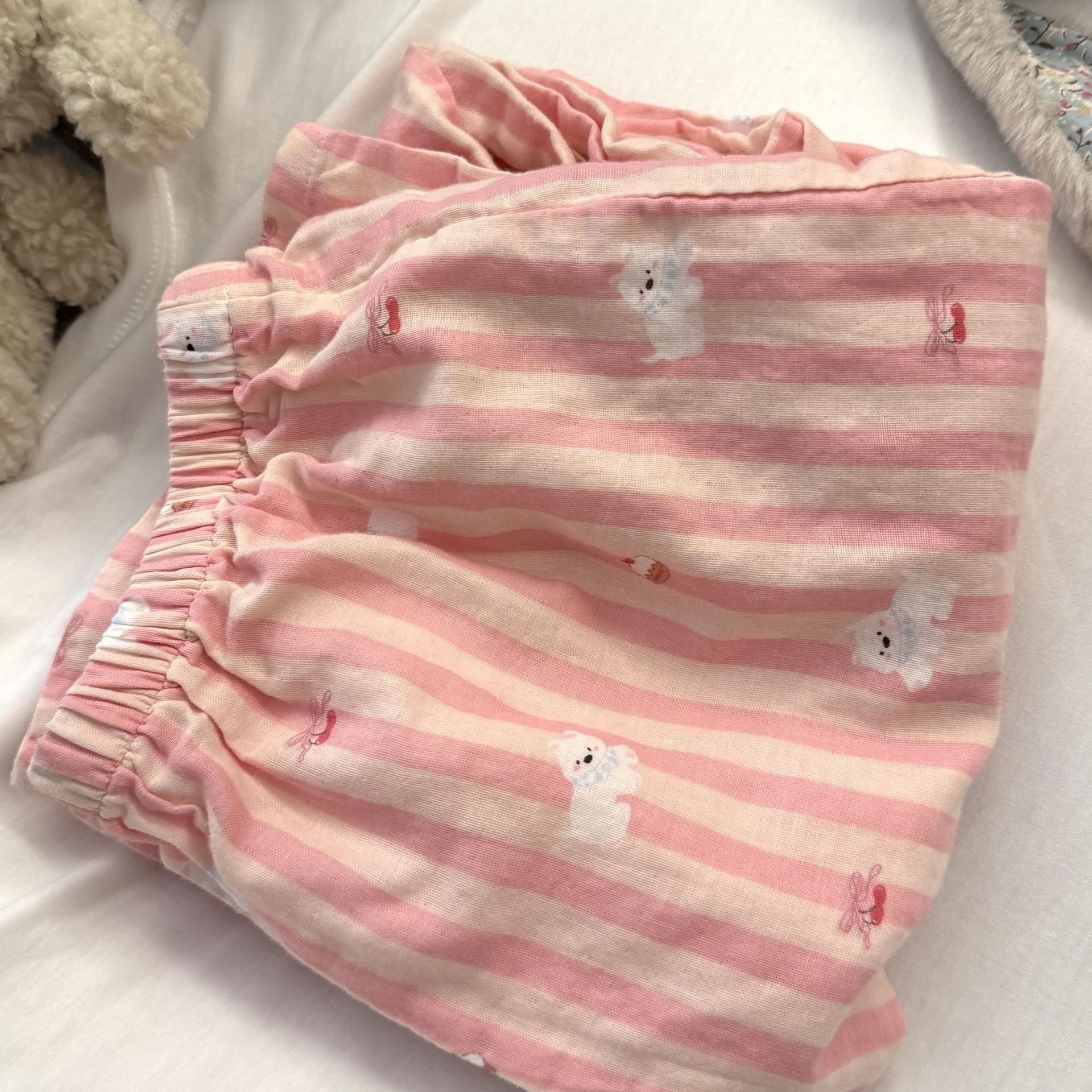 Class A all-cotton double-layer yarn round-neck pajamas, short sleeves, long sleeves, shorts, long pants, postpartum home wear set, cartoon breathable pic 12